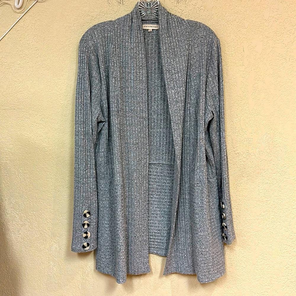 Retrology womans open Gray cardigan size large retrology